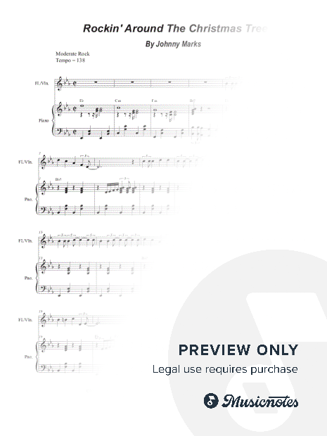 Rockin' Around the Christmas Tree (Flute or Violin solo and Piano)