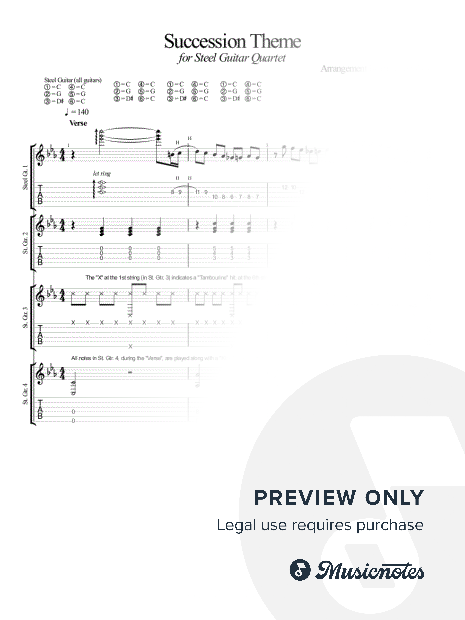 Succession Opening Theme (for Guitar Quartet)