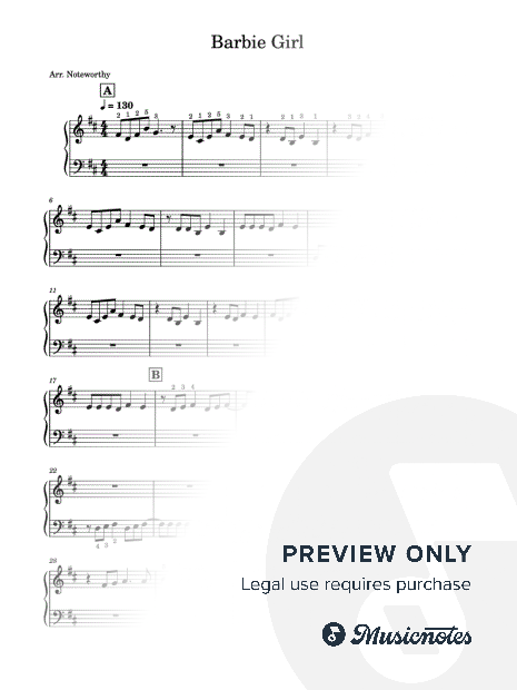 Barbie Girl Melody used in Barbie World [Quick Learn Solo - Very Easy Beginner] (Aqua)