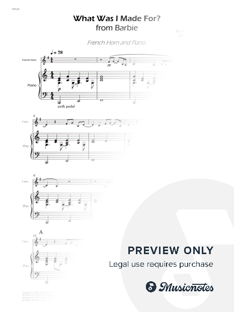 What Was I Made For? - French Horn and Piano (Full Score and Parts)