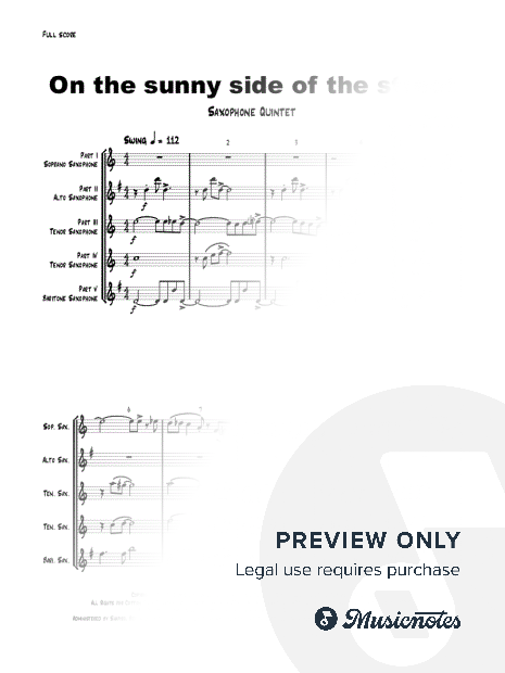 On the sunny side of the street - Saxophone Quintet - Bb