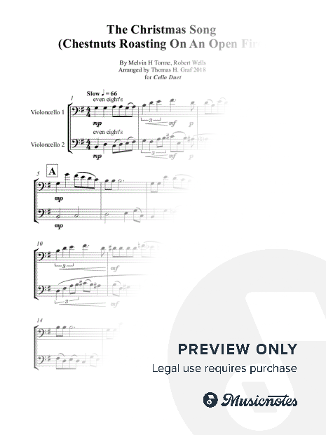 The Christmas Song (Chestnuts Roasting On An Open Fire) - Cello Duet - G