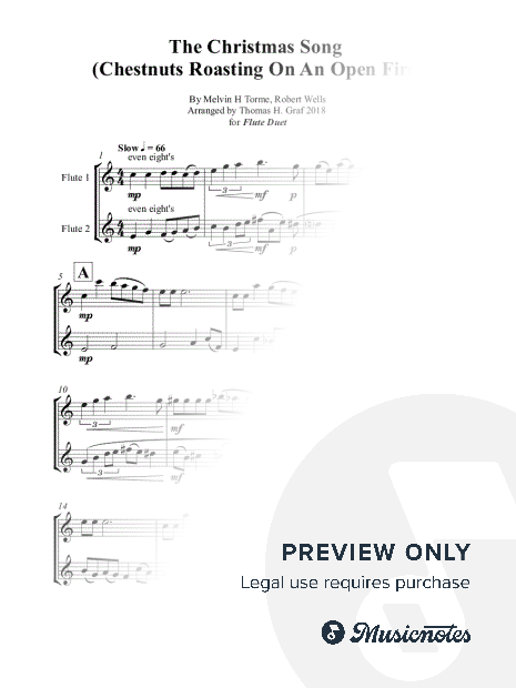 The Christmas Song (Chestnuts Roasting On An Open Fire) - Flute Duet - C
