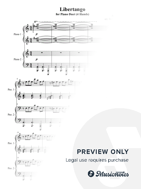 Libertango for Piano duo - 4 hands (Astor Piazzolla, arr. Bojan Mladenovic)