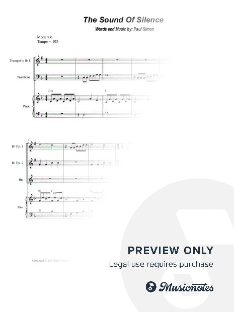 The Sound of Silence (Brass Quartet and Piano)