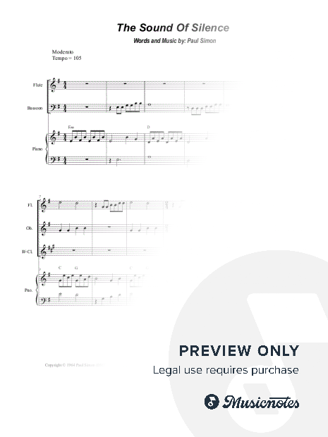 The Sound of Silence (Woodwind Quartet and Piano)