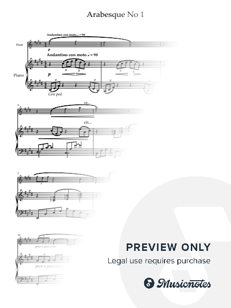 Arabesque No 1 by Debussy- Flute and Piano. Arr Grant Horsley