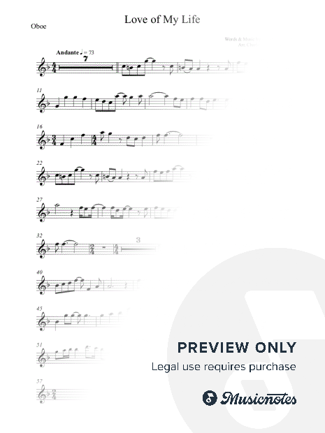 Love of My Life - Queen - Oboe (full version & original key)
