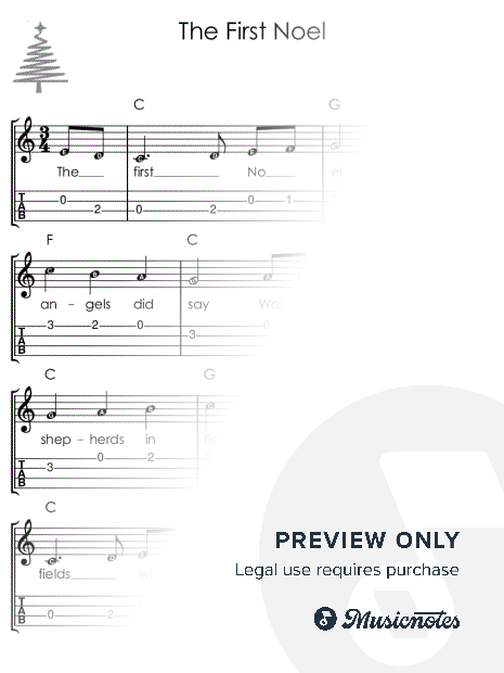 The First Noel I UKULELE Sheet Music with Letters TAB Chords Lyrics for Beginners