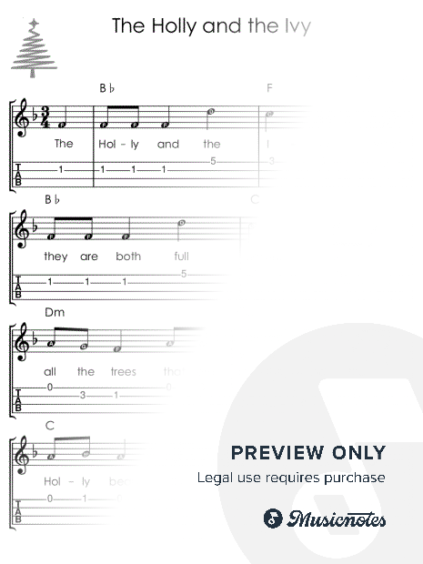 The Holly and the Ivy I UKULELE Sheet Music with Letters TAB Chords Lyrics for Beginners