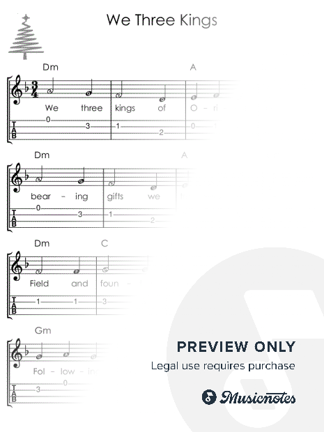 We Three Kings I UKULELE Sheet Music with Letters TAB Chords Lyrics for Beginners