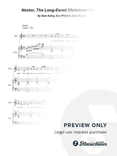 Nestor, the Long-Eared Christmas Donkey (Vocal solo with added Unison choir)