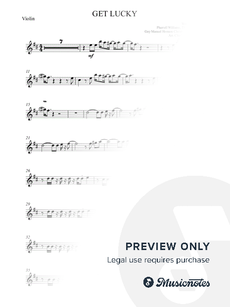 Get Lucky - Daft Punk - VIOLIN (original key & full version)