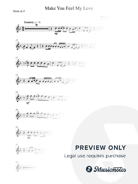 Make You Feel My Love - Adele - (Advanced) French Horn - Orignal Key