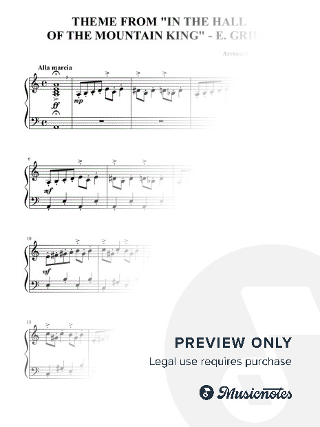 IN THE HALL OF THE MOUNTAIN KING (EASY PIANO- C VERSION) - E. GRIEG