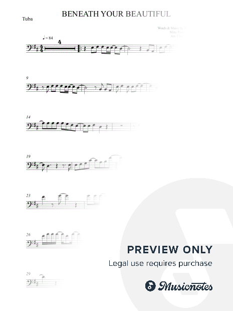 Beneath Your Beautiful - Labrinth - Tuba (full version, original key)