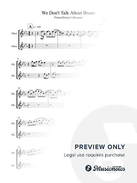 We Don't Talk About Bruno - Encanto (Advanced Oboe)