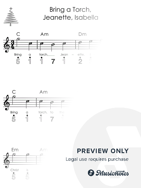 Bring a Torch Jeanette Isabella I Easy Kalimba Christmas Sheet Music for Beginners