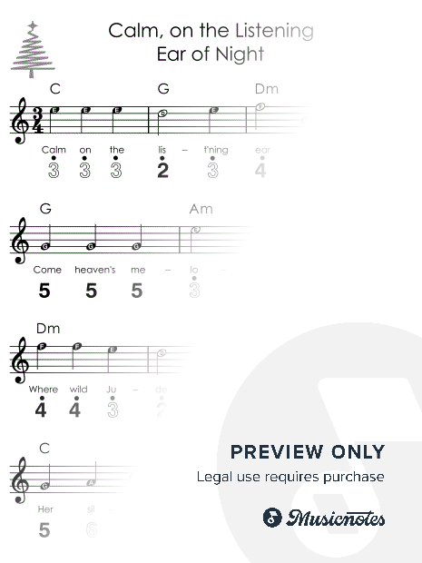 Calm on the Listening Ear of Night I Easy Kalimba Christmas Sheet Music for Beginners