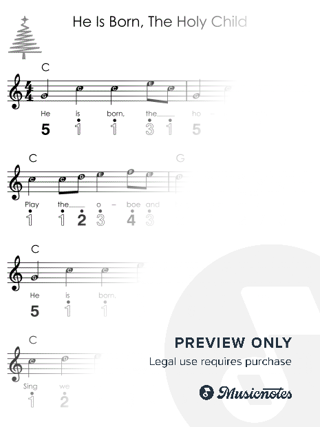He Is Born, The Holy Child I Easy Kalimba Christmas Sheet Music for Beginners