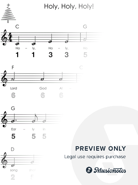 Holy Holy Holy I Easy Kalimba Christmas Sheet Music for Beginners