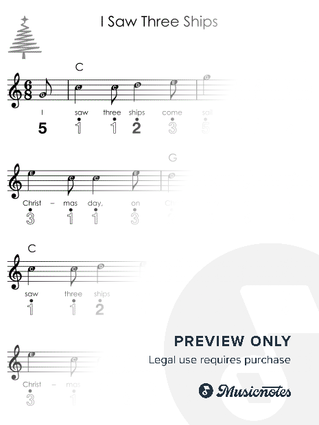 I Saw Three Ships I Easy Kalimba Christmas Sheet Music for Beginners