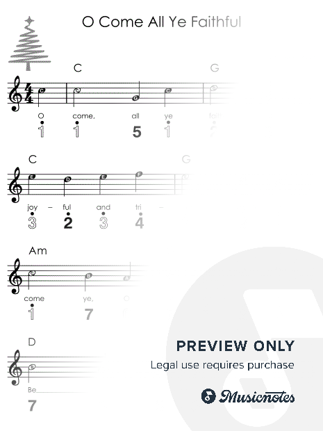 O Come All Ye Faithful I Easy Kalimba Christmas Sheet Music for Beginners