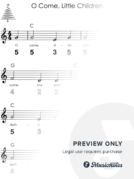 O Come Little Children Beginner Christmas I Easy Kalimba Christmas Sheet Music for Beginners