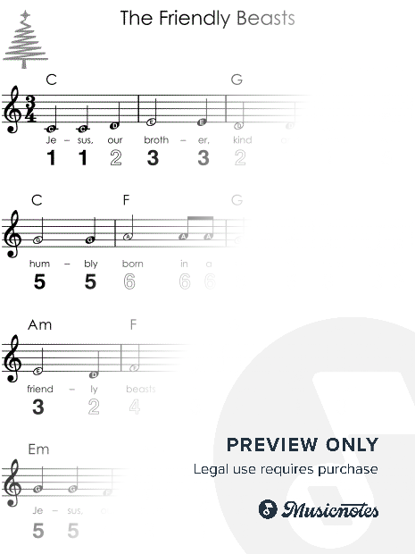 The Friendly Beasts I Easy Kalimba Christmas Sheet Music for Beginners