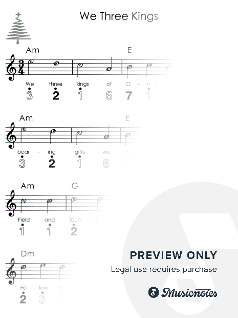 We Three Kings I Easy Kalimba Christmas Sheet Music for Beginners