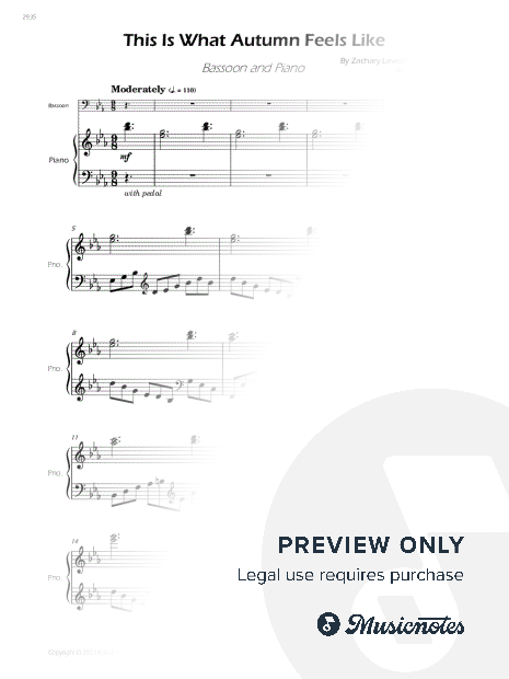 this is what autumn feels like - Bassoon and Piano (Full Score and Parts)