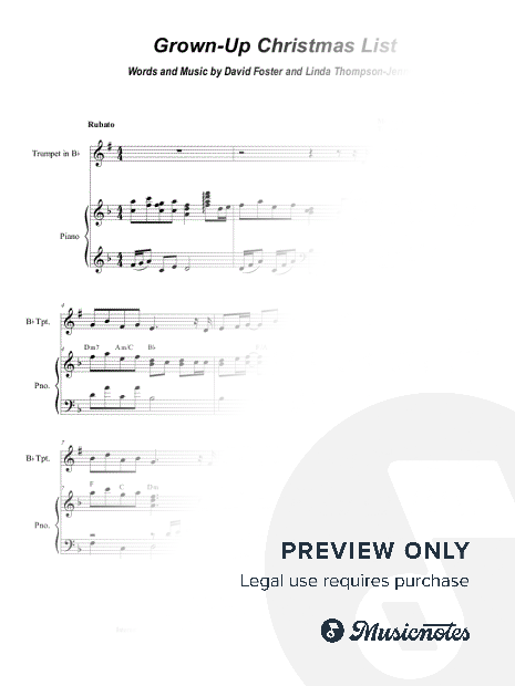 Grown-Up Christmas List (Bb-Trumpet solo and Piano)