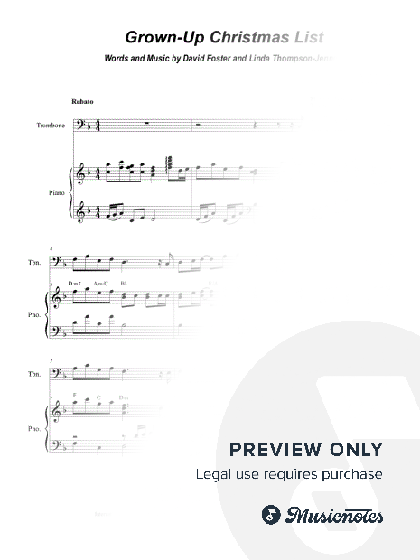 Grown-Up Christmas List (Trombone solo and Piano)