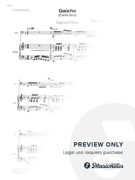 Gaúcho (Corta-Jaca) - Tuba and Piano (Full Score and Parts)