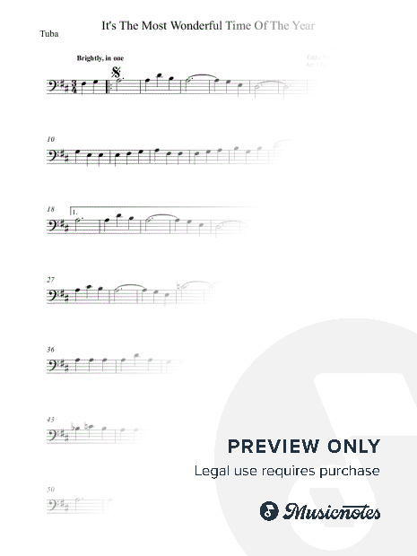 It's the Most Wonderful Time of the Year - Easy Tuba - Full version