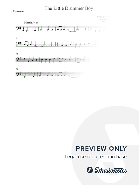 The Little Drummer Boy - Katherine Davis - EASY BASSOON