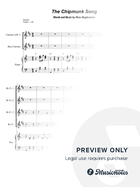 The Chipmunk Song (Clarinet Choir and Piano)