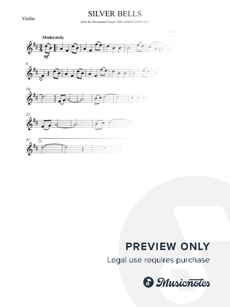 Silver Bells - Jay Livingston - Easy Violin (full version)