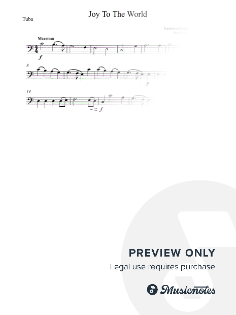 Joy To The World - Christmas Carol - EASY TUBA