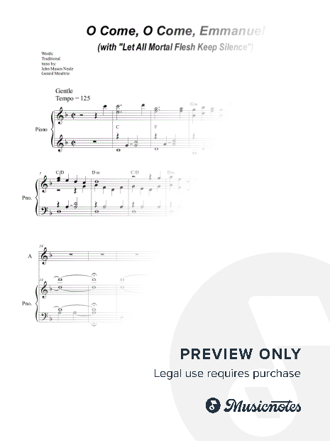 O Come, O Come, Emmanuel (with "Let All Mortal Flesh Keep Silence") (2-part choir - (SA)