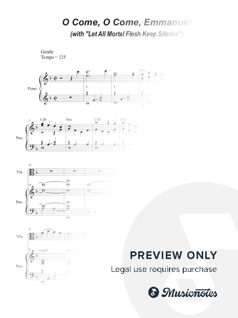 O Come, O Come, Emmanuel (with "Let All Mortal Flesh Keep Silence") (Viola solo and Piano)