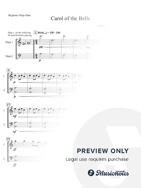 Carol of the Bells: Beginner Harp Duet