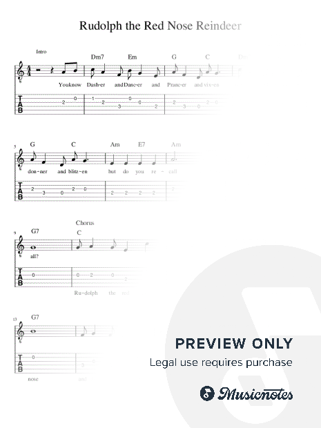 Rudolph the Red-Nosed Reindeer for beginner guitar