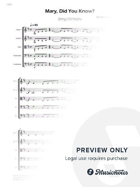 Mary, Did You Know? - String Orchestra (Full Score and Parts)