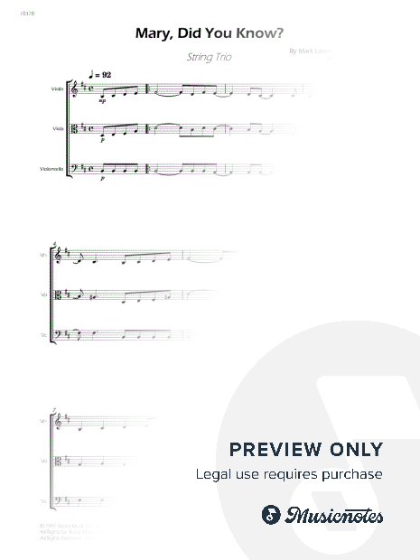 Mary, Did You Know? - String Trio (Full Score and Parts)