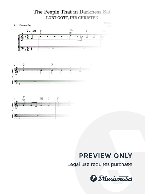 The People That in Darkness Sat [Quick Learn Solo - Lead Sheet] LOBT GOTT IHR CHRISTEN