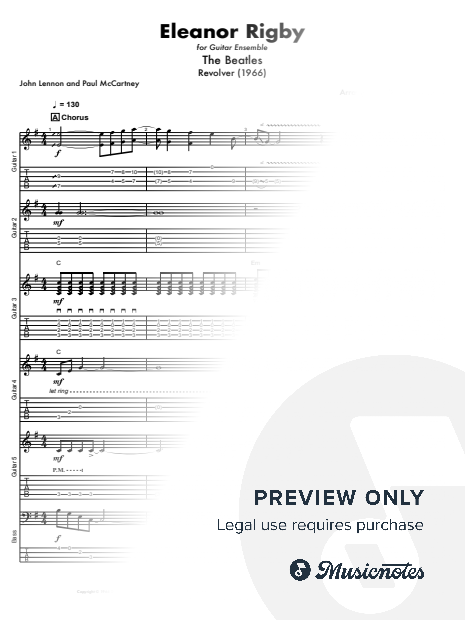 Eleanor Rigby (for Guitar Ensemble)