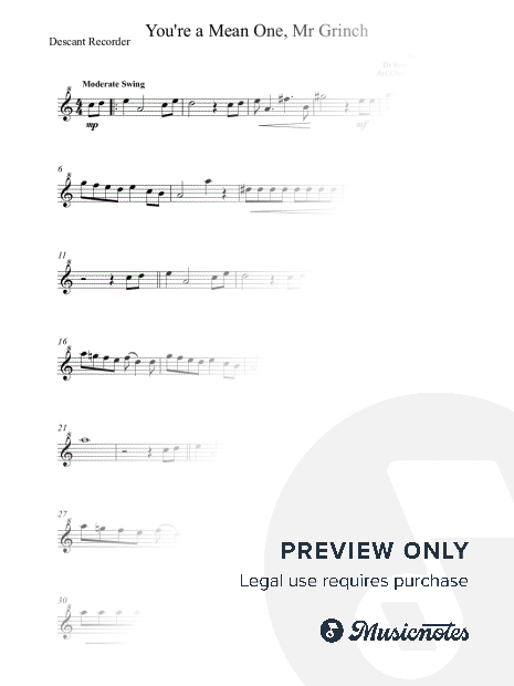 You're A Mean One, Mr Grinch - Easy Solo RECORDER