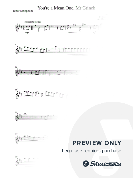 You're A Mean One, Mr Grinch - Easy Solo Tenor Saxophone