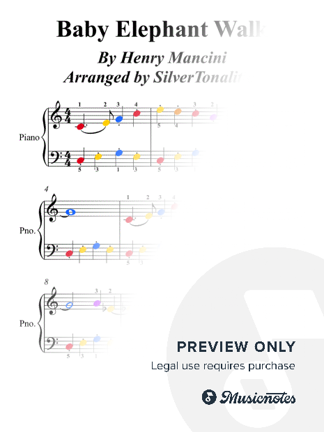Baby Elephant Walk Easy Piano